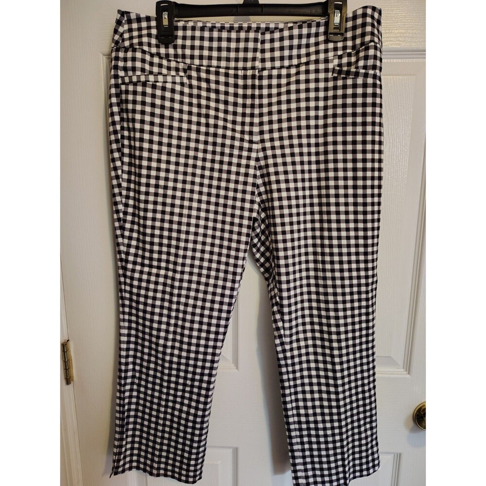 7th Avenue Women's Black & White Gingham Flat Front Dress Pants Regular size 10